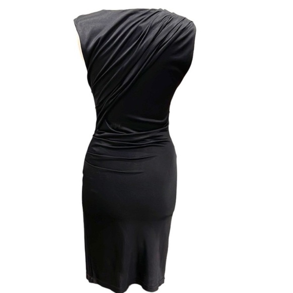 T Alexander Wang Ruched Pique Body Con Sleeveless Dress Black XS - Picture 3 of 11